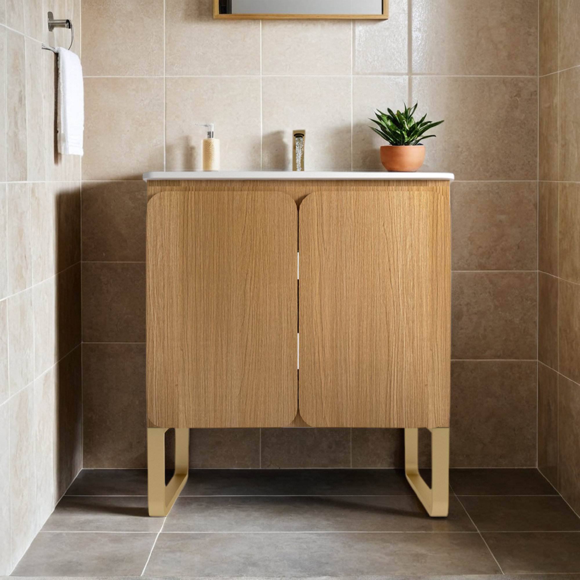 Light Wood Bathroom Vanity Unit